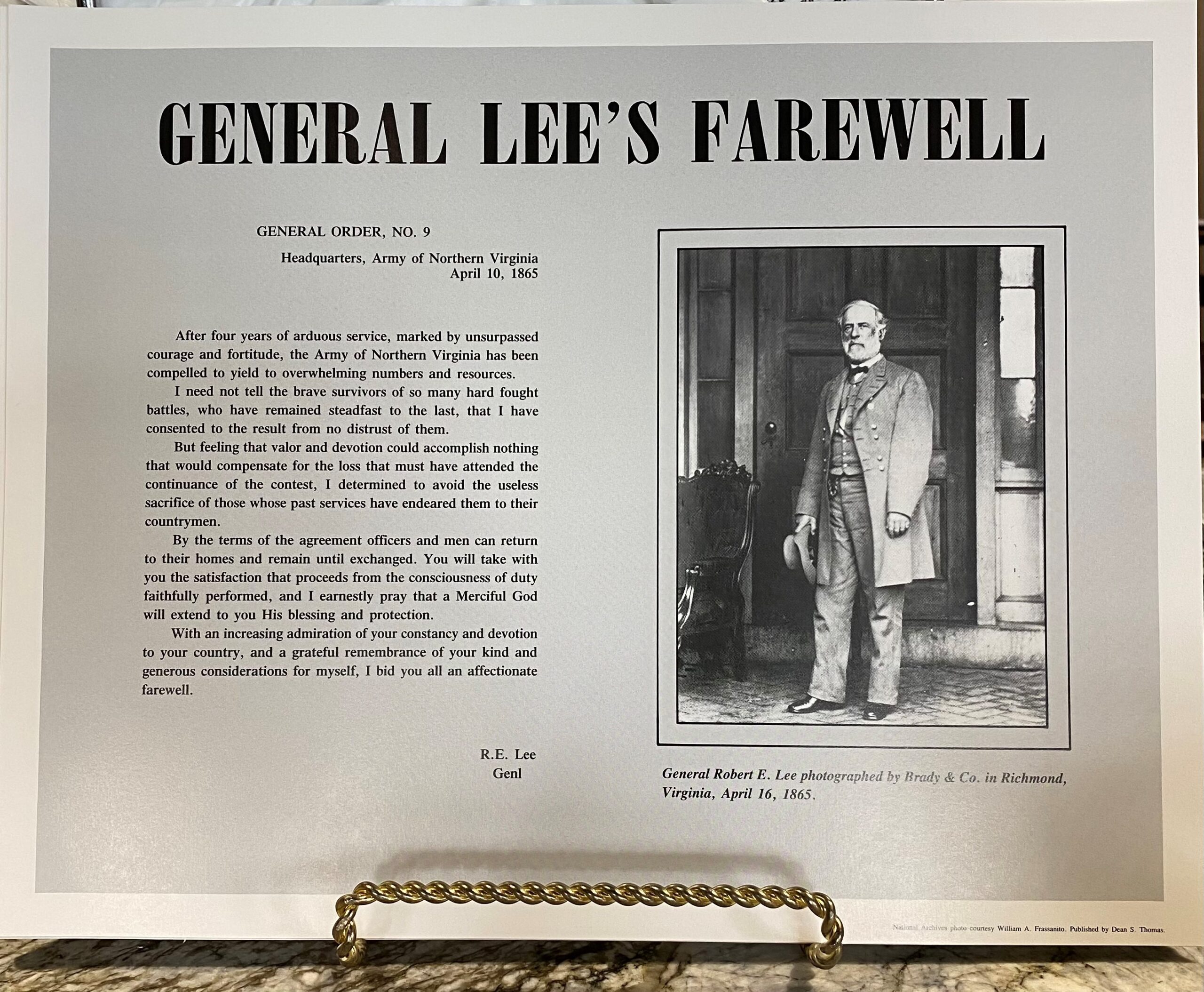 General Lee's Farewell Print aka General Order NO. 9 11x14 - Sons