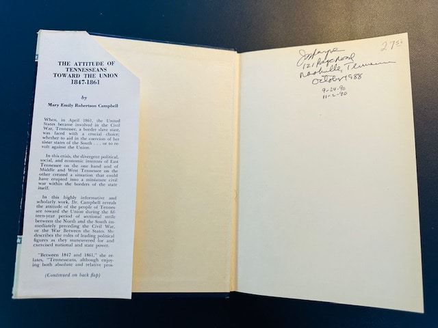 The Attitude of Tennesseans Toward The Union 1847-61 (1961/HB) - Image 2
