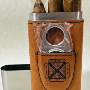 SCV Logo Laser Engraved Leatherette Cigar Case with Cutter